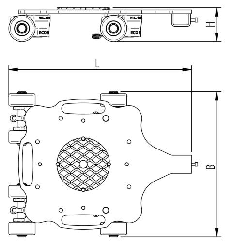Dimension drawing: ECO-Skate RF24 load moving system