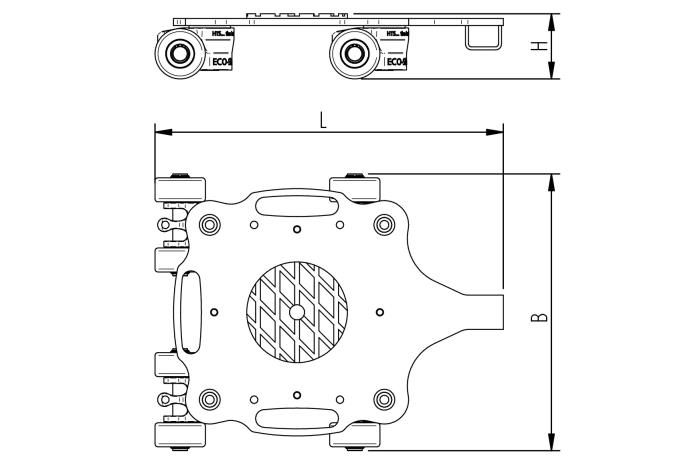 Dimension drawing: ECO-Skate RFN30 load moving system