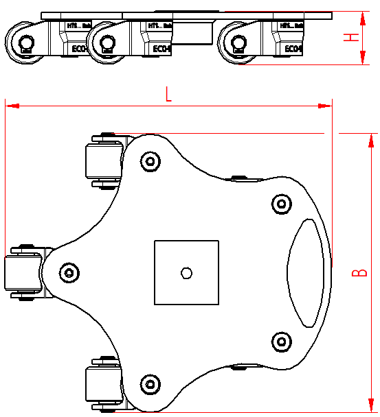 Dimension drawing: ECO-Skate RM11 load moving system