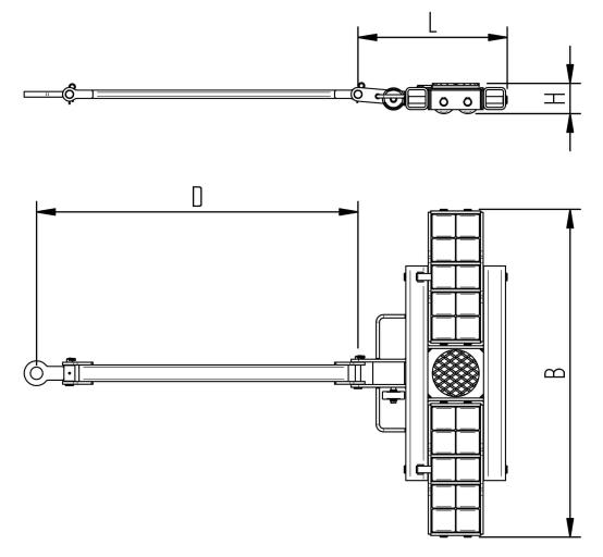 Dimension drawing: ECO-Skate i150L load moving system